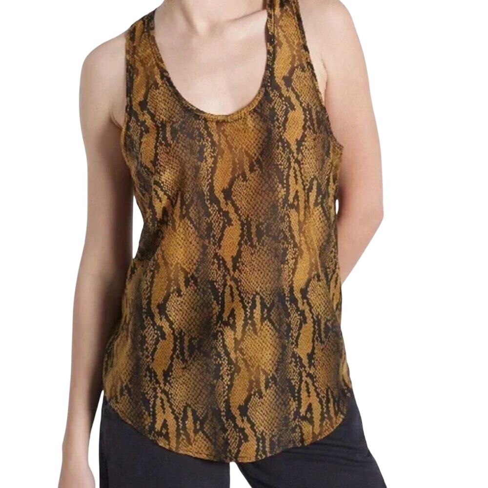 Current Elliott Snakeskin Print Cotton Silk Pullover Bermuda Tank Top Size Small